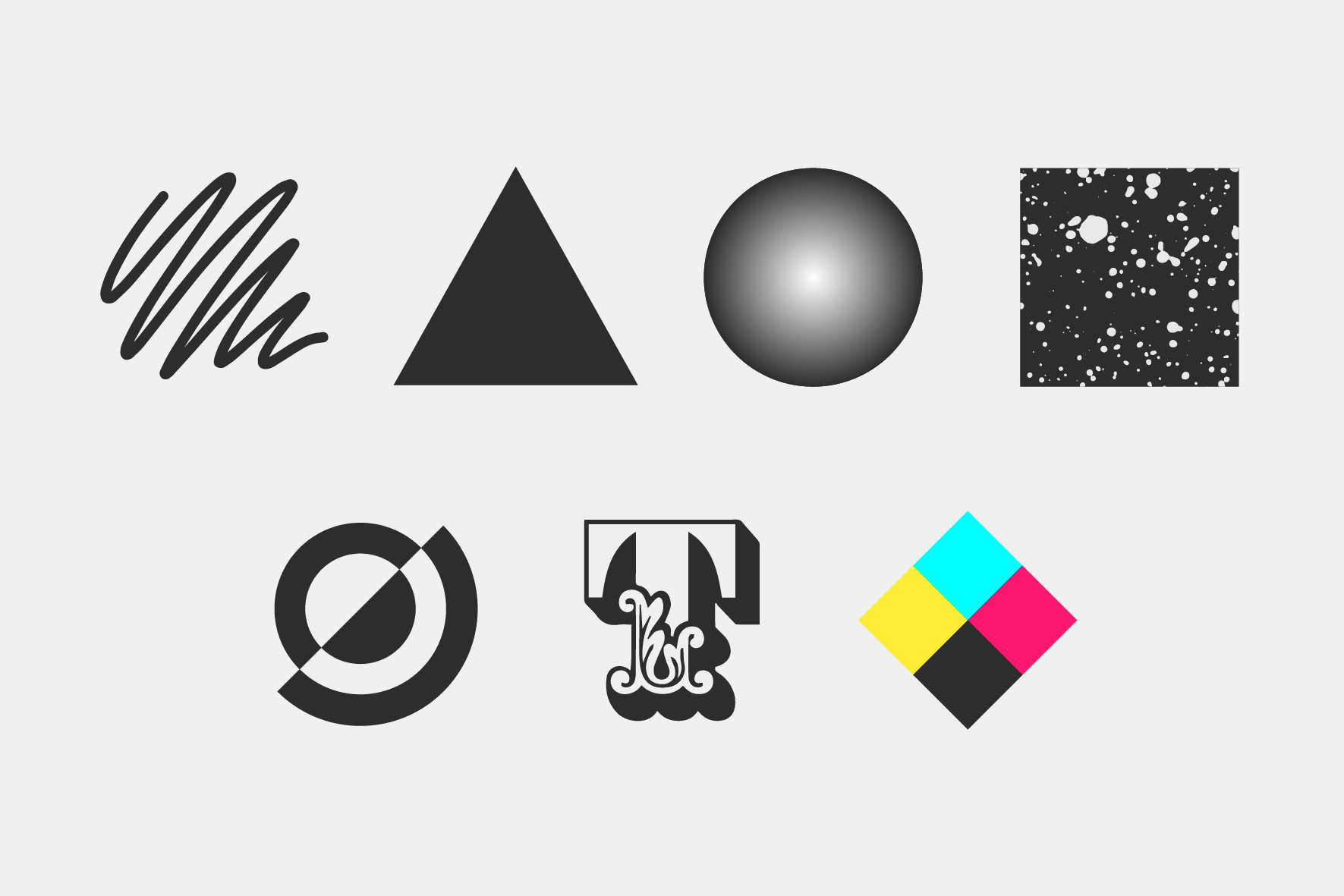 elementos visuales del diseño gráfico línea forma objeto espacio textura tipografía color