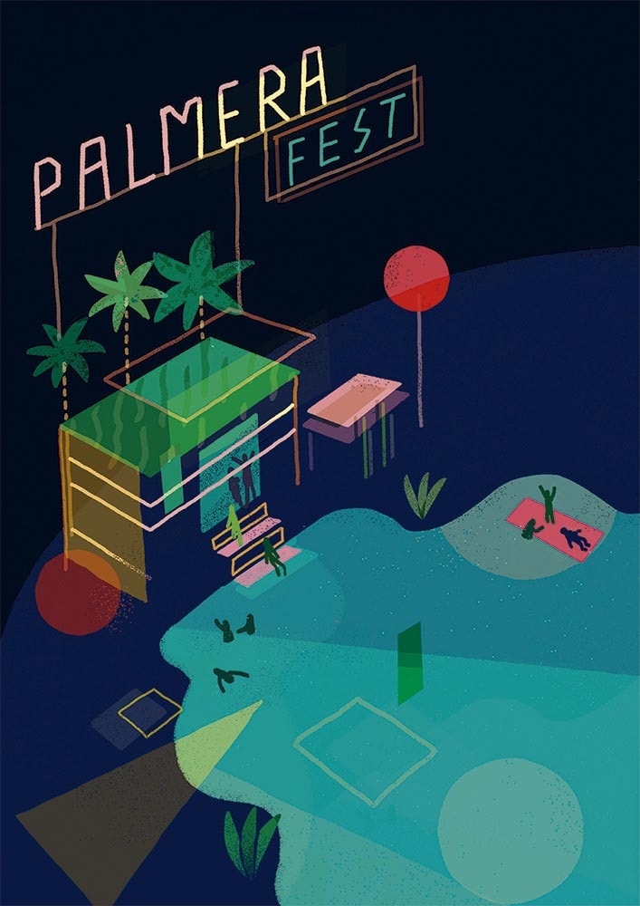 Cartel Palmera Fest ilustrado por Ana Galvañ