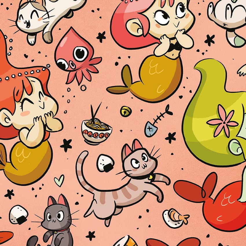 Sirenas y Gatos ilustrados por Nuria Aparicio