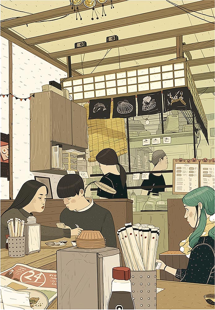 Ilustración restaurante asiático de Laura Pérez