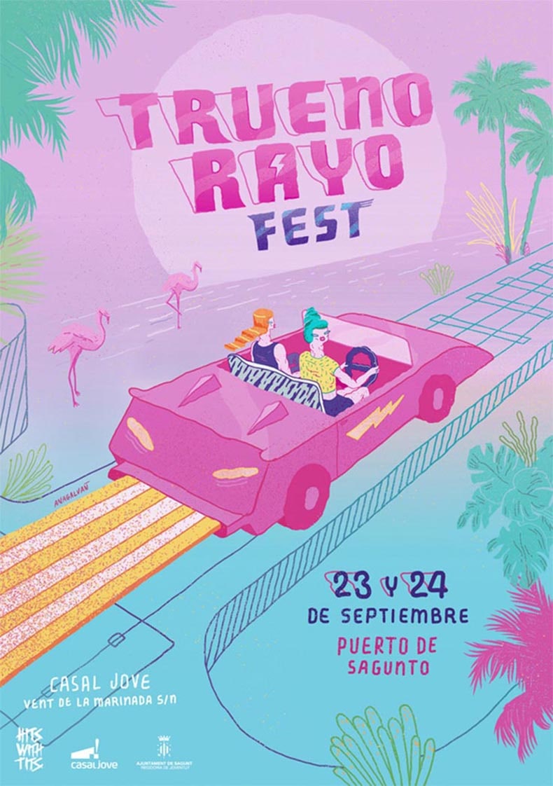 Cartel ilustrado por Ana Galvañ para el Trueno Rayo Fest