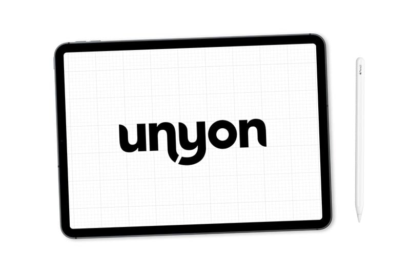 Diseño del logotipo Unyon en iPad Pro