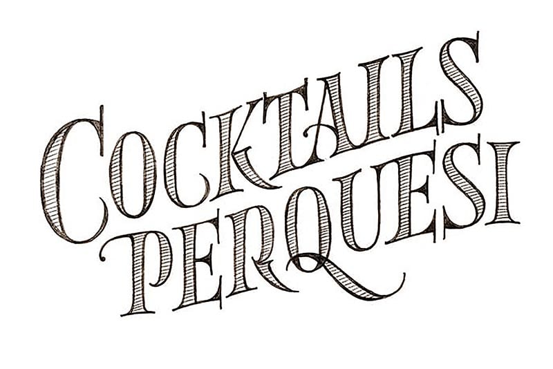 Lettering Cocktails Perquesi elaborado por Iván Castro