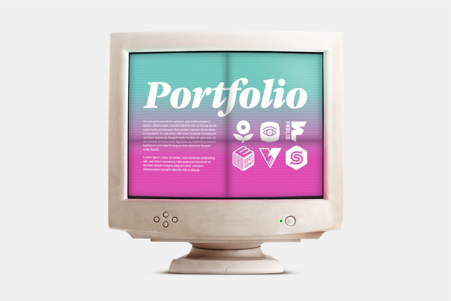 Portfolio diseño gráfico ordenador vintage