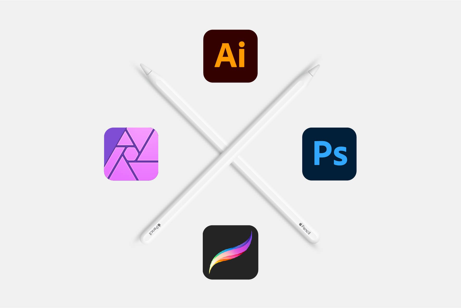 Programas de diseño gráfico Adobe Procreate Affinity Apple Pencil