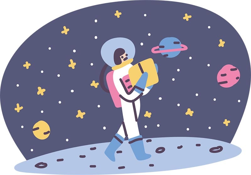 Dibujo Sara Astronauta en el Espacio